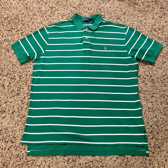 Polo Ralph Lauren Other - Vintage Polo Ralph Lauren Polo Shirt Mens XL Green White Stripe Classic Cotton
